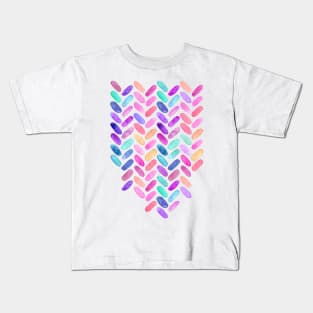 Rainbow Herringbone Watercolor Oblongs Kids T-Shirt